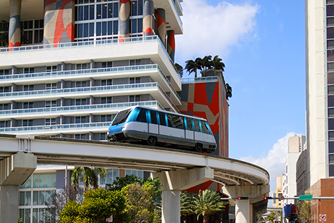 A stock photo of the metrorail in Miami, Florida.