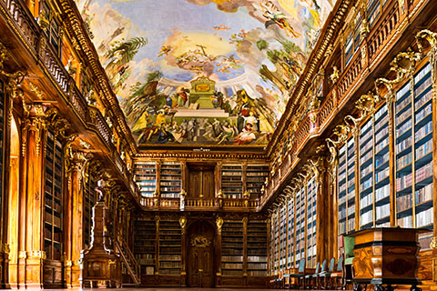 This is a stock photo. The inside of Strahov Monastery's theological hall.